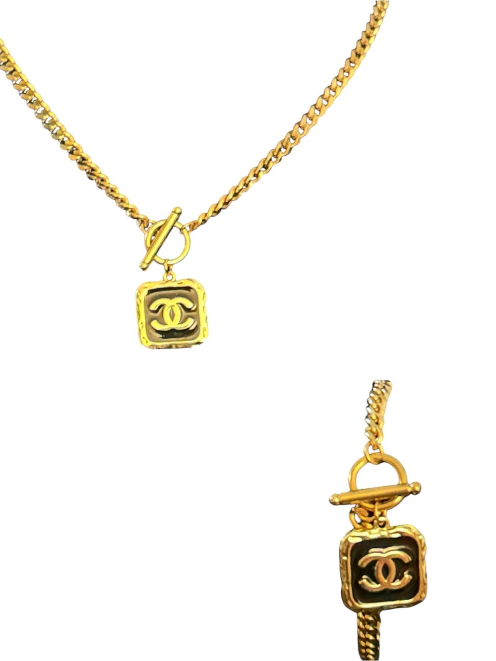 Fashion Jewelry Gold/Black CC Pendant Necklace , earrings & Bracelet Set - Picture 5 of 7